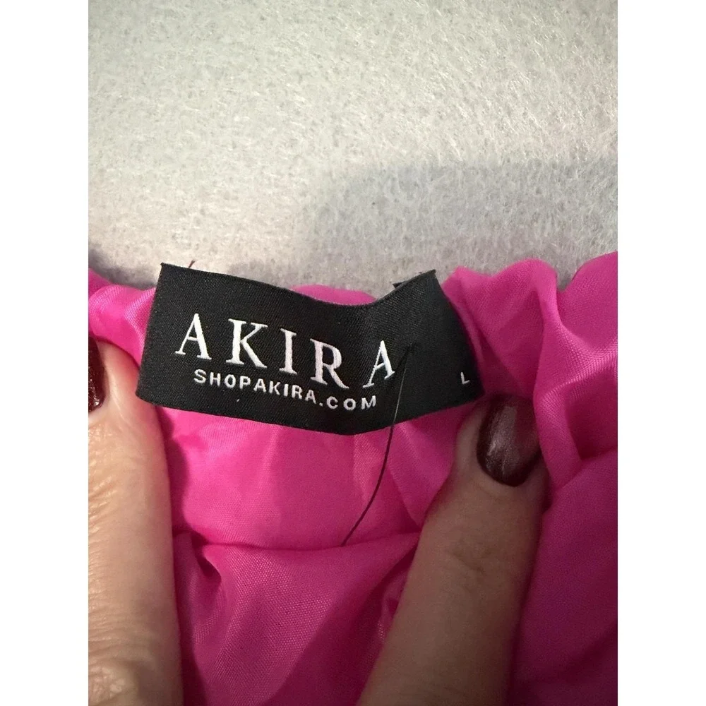 Akira Set Womens L Pink Satin Off Shoulder Volume Crop Top Maxi Skirt 2 Pc